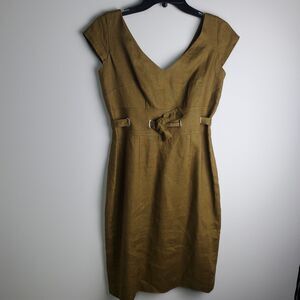 Vintage Talbots Brown Linen Sheath Dress Size 2